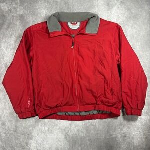 West Marine Mens Red Fleece Lined Sailing Jacket Full Zip Medium Nautical Coat